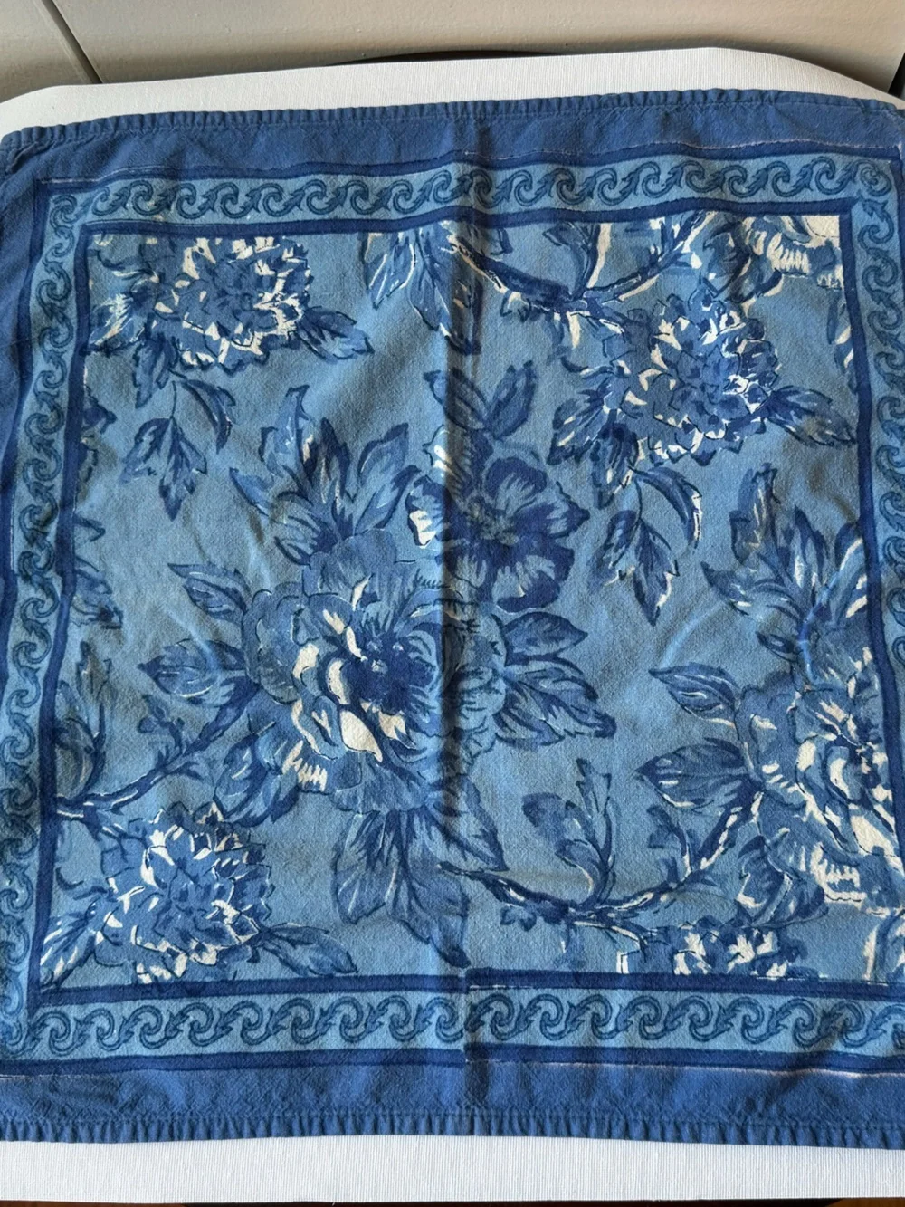 Anokhi Blue Floral Hand Block Print Cotton Napkin Bandana
